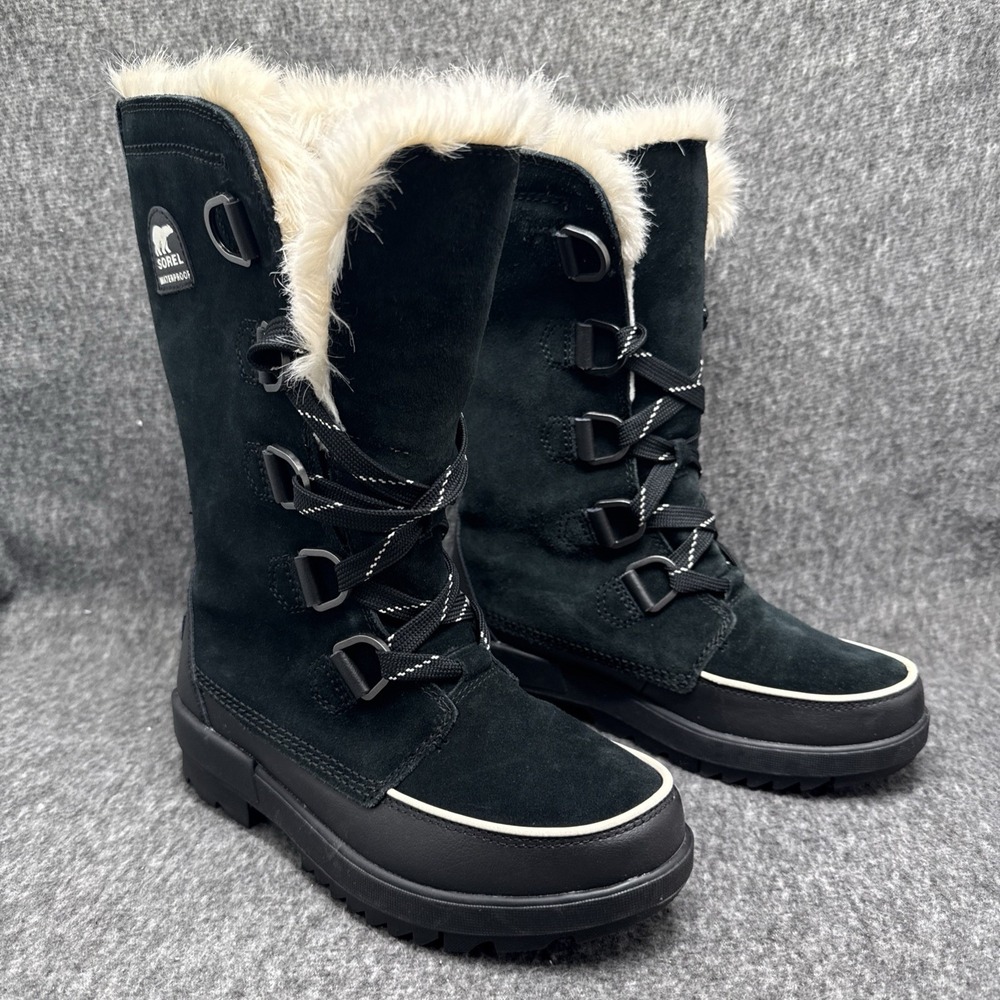 Sorel Tivoli IV Tall Womens 7.5 Black Suede Waterproof Faux Fur Winter Snow Boot